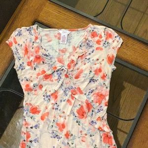 Candies short sleeve flower pattern ruffle top